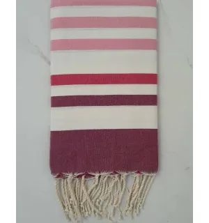 Fouta ziwane rosa, bianco e malva 
