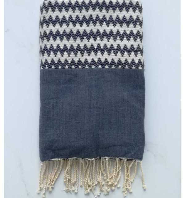 Fouta zigzag blu scuro 