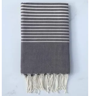 Fouta piatta grigio scuro con strisce 