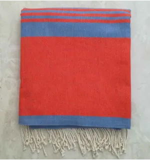 Grande fouta Scarlatto con strisce blu 