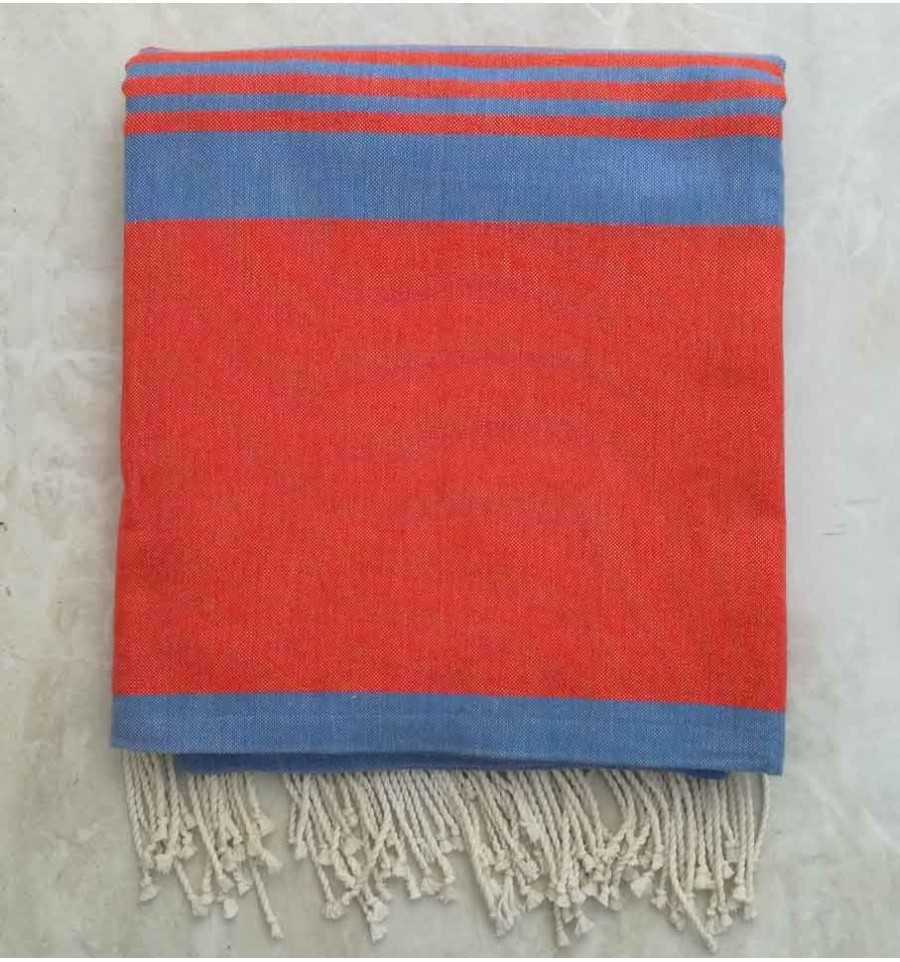 Grande fouta Scarlatto con strisce blu 