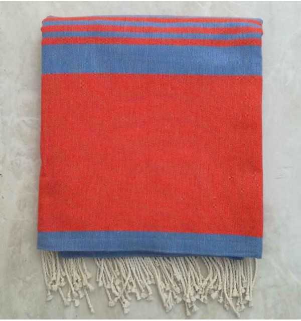 Grande fouta Scarlatto con strisce blu 