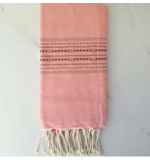 Fouta arabesque rayée rouge 