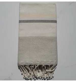 Fouta chevron bianco,  giallo pallido e taupe 