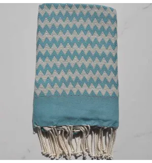 fouta zigzag blu e bianco crema 