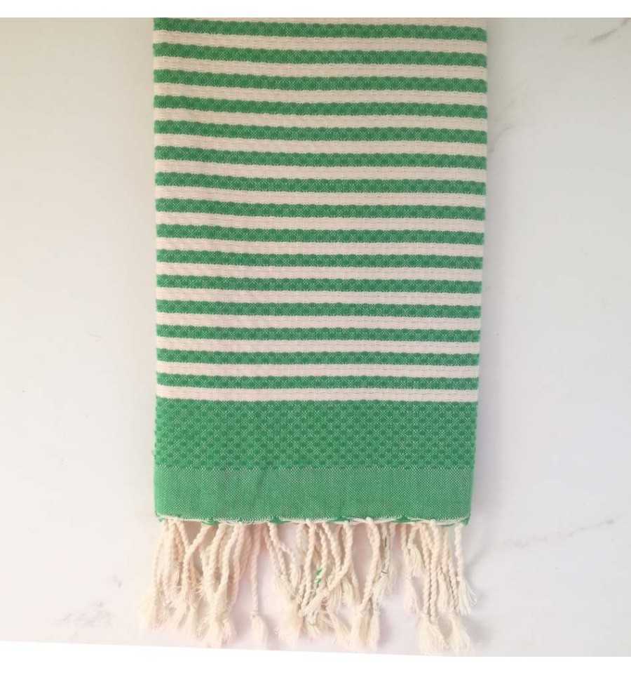 Fouta nido d'ape con strisce verde continue