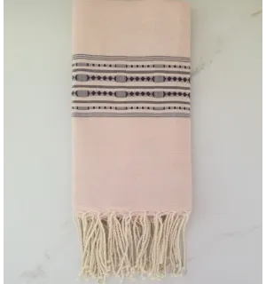 Fouta arabesque rayée rouge 