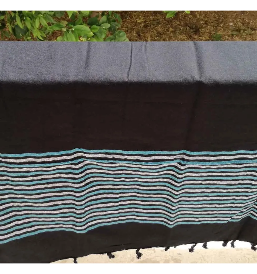 Fouta Lurex nero e blu 