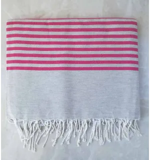 Grande fouta grigio con strisce rosa 