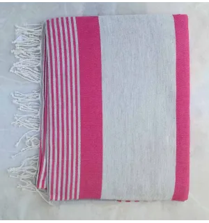 Grande fouta grigio con strisce rosa  2
