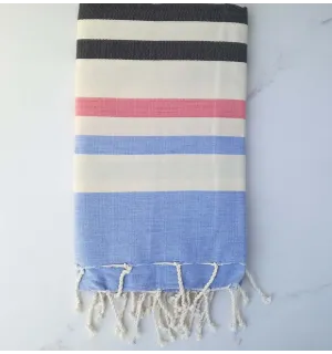 Fouta blu, grigio antracite, bianco crema e rosa 
