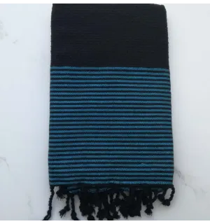 FOUTA Lurex nido d'ape nero con lurex blu 