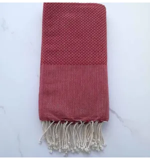 Fouta nido d'ape unita  rosso scuro 