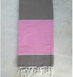 grande fouta con strisce rosa 