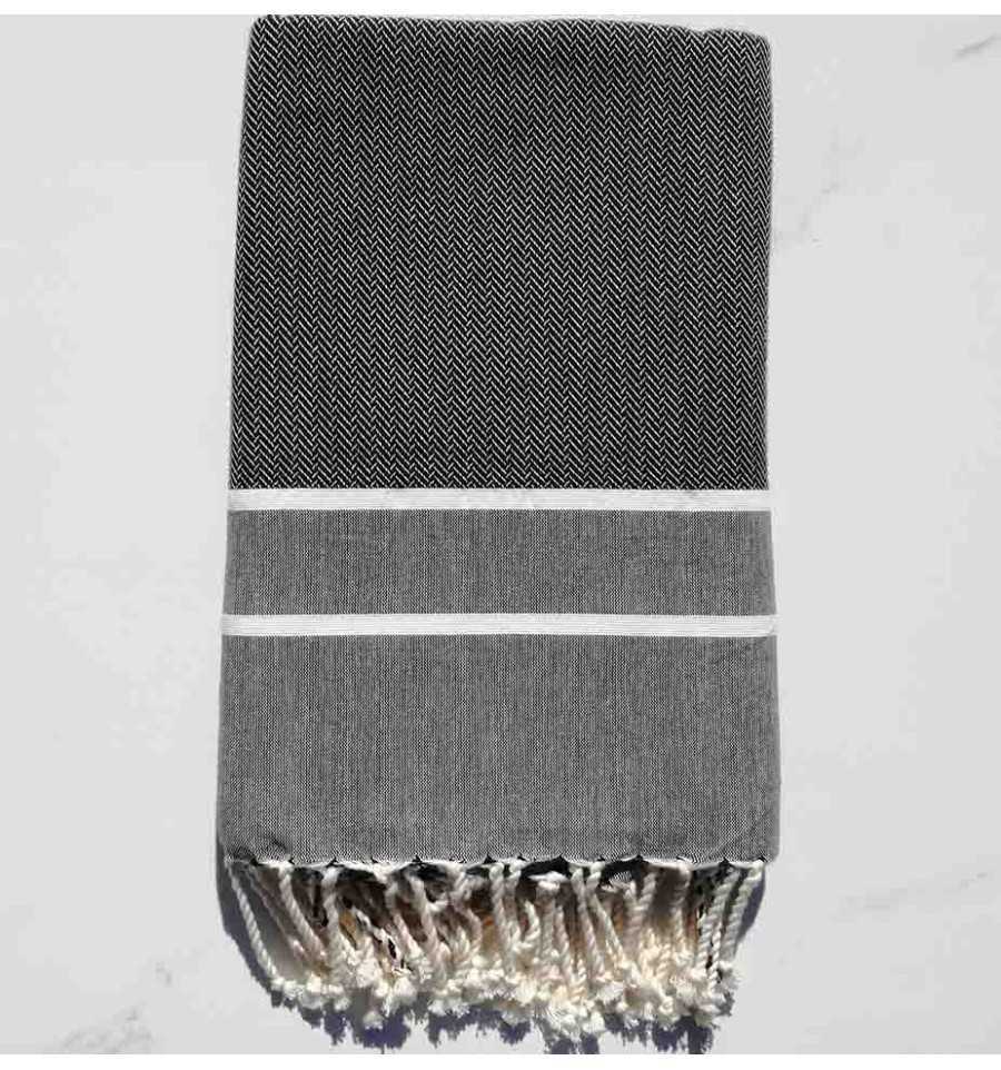 Fouta chevron grigio scuro 