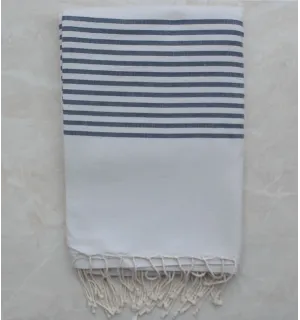 Grande fouta perla grigia a strisce blu ardesia 