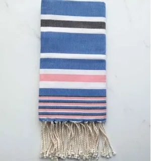 Fouta dina blu con strisce grigie 