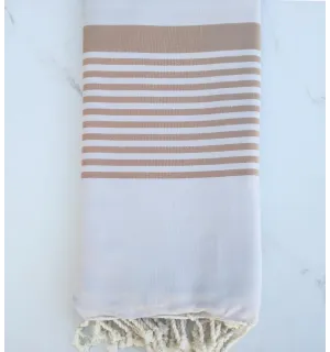 Grande fouta grigio perla a strisce beige 1.5m/2.5m 