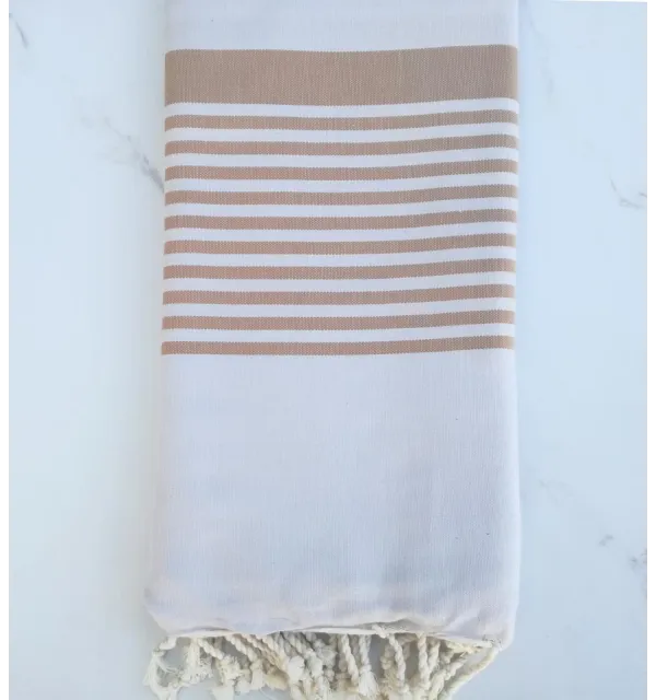 Grande fouta grigio perla a strisce beige 1.5m/2.5m 
