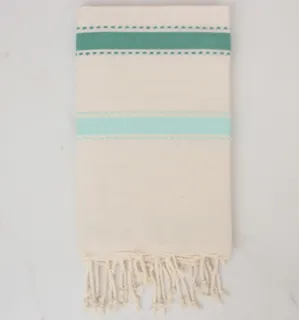Fouta arabesco bianco crema, verde e turchese 
