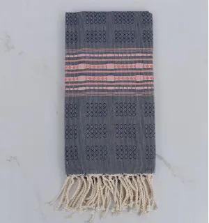 Fouta thalasso blu e rosa chiaro 