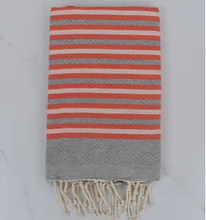 Telo mare grigio nido d'ape e corallo rigato 1 cm 