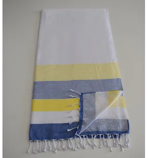 Fouta spugna bianca, gialla e blu 