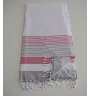 Fouta spugna bianca, rosa e grigia 
