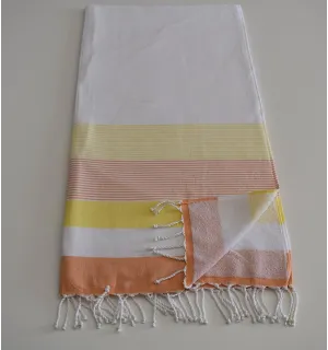 Fouta  spugna bianca, gialla e arancione