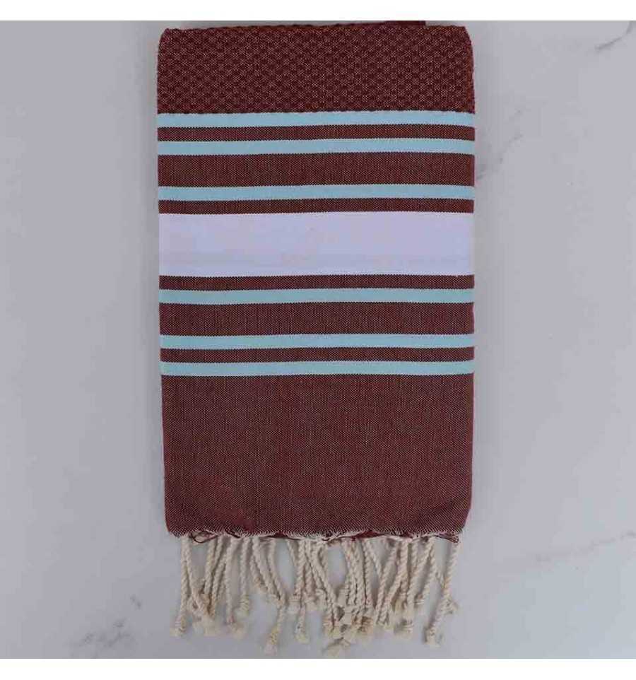 vari design di buona qualità outlet in vendita Fouta nido d'ape rosso Borgogna a righe bianche e blu chiaro vari design di buona qualità outlet in vendita Fouta nido d'ape rosso Borgogna a righe bianche e blu chiaro