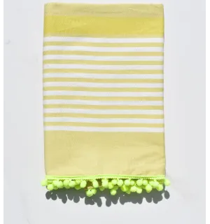 Fouta bianco sporco, certosa con pompon 
