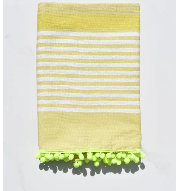 Fouta bianco sporco, certosa con pompon 