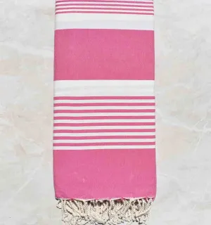 Grande fouta rosa con strisce 2m/2m Fouta Tunisia - 1 2
