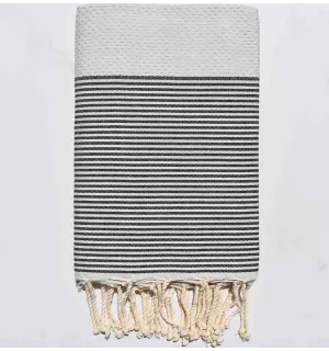 Fouta nido d'ape grigio con strisce anthracite 