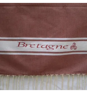 Telo mare ricamato Bretagne color mattone 