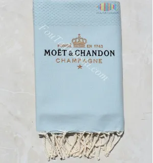 Telo mare azzurro personalizzato Moët & Chandon Champagne 