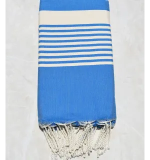 Grande Fouta blu elettrico e bianco crema 1.9m*2.5m 