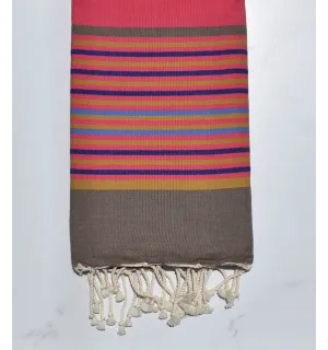 Fouta piatta rosa con strisce 