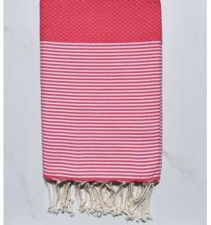 telo mare nido d'ape rosa fragola Fouta Tunisia - 1 2