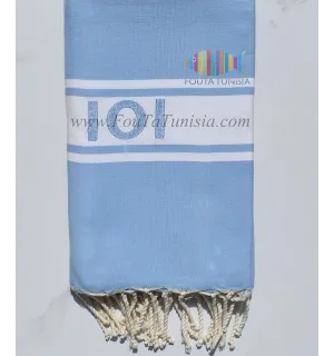 Fouta con ricamo blu cielo 