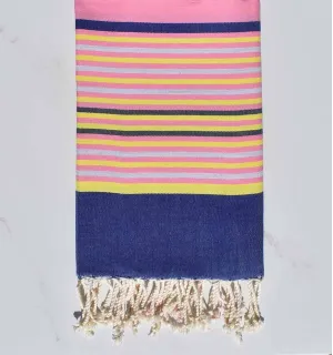 Telo mare 5 colori rosa, blu denim, giallo, grigio chiaro e antracite Fouta Tunisia - 1 2