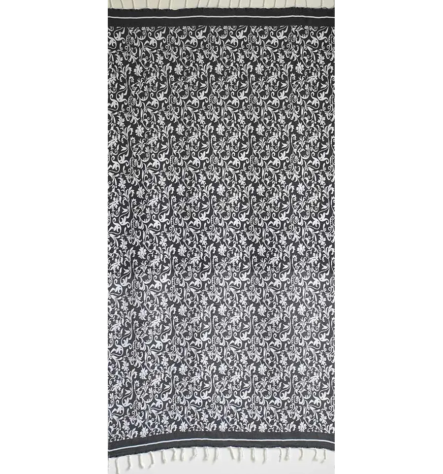 Fouta fiore grigio bianco e nero 