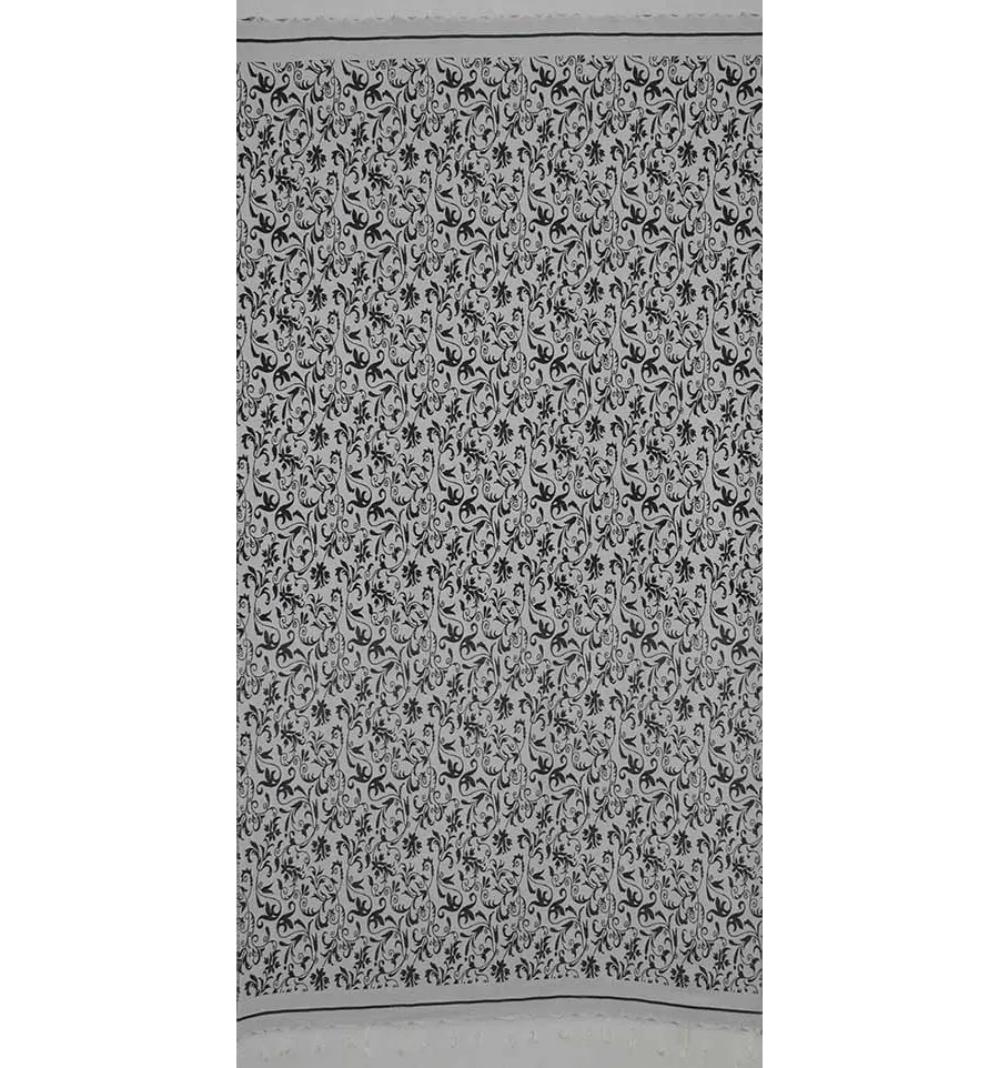 Fouta fiore grigio bianco e nero 