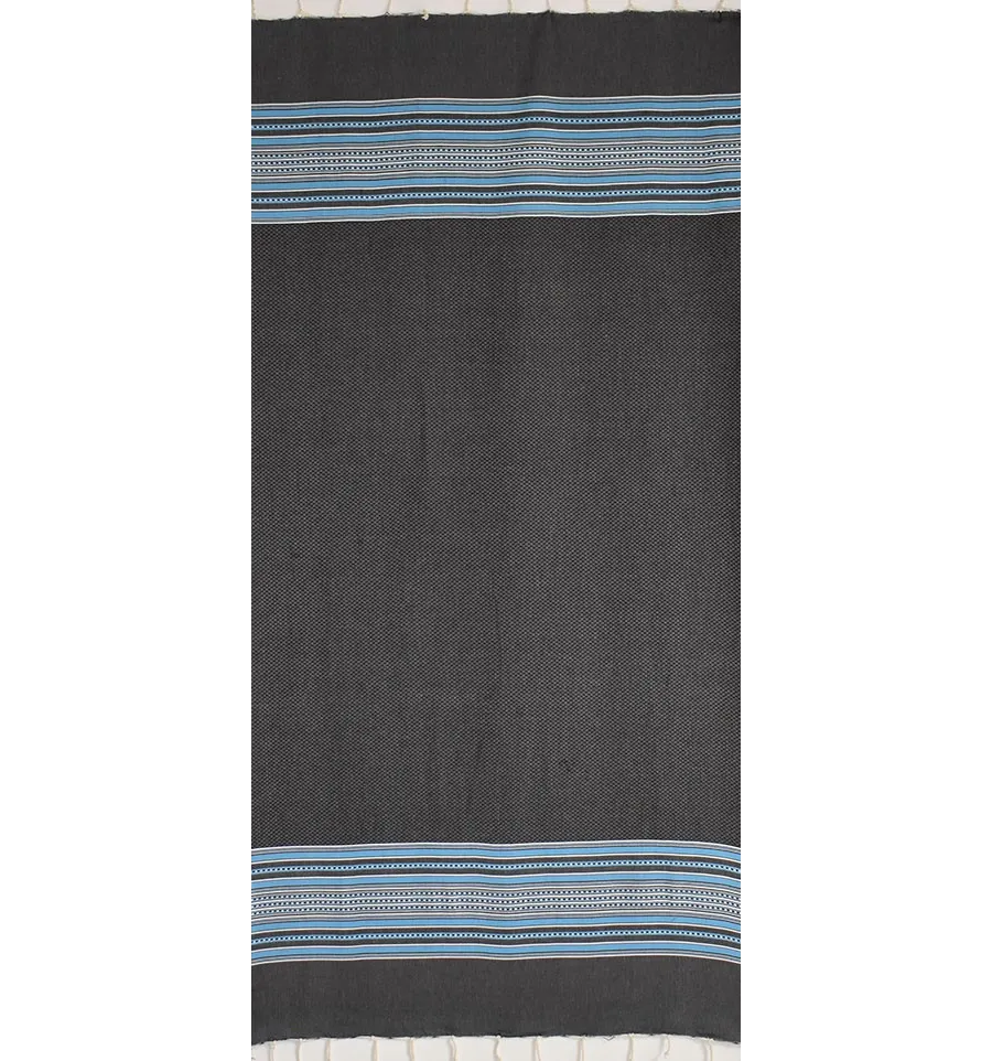 Fouta arabesco blu scuro con strisce blu 