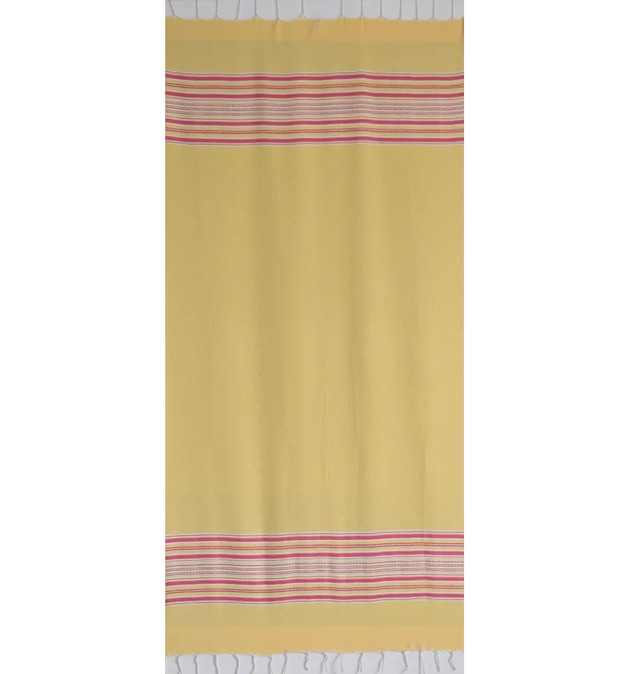 Fouta arabesco giallo con strisce rosa