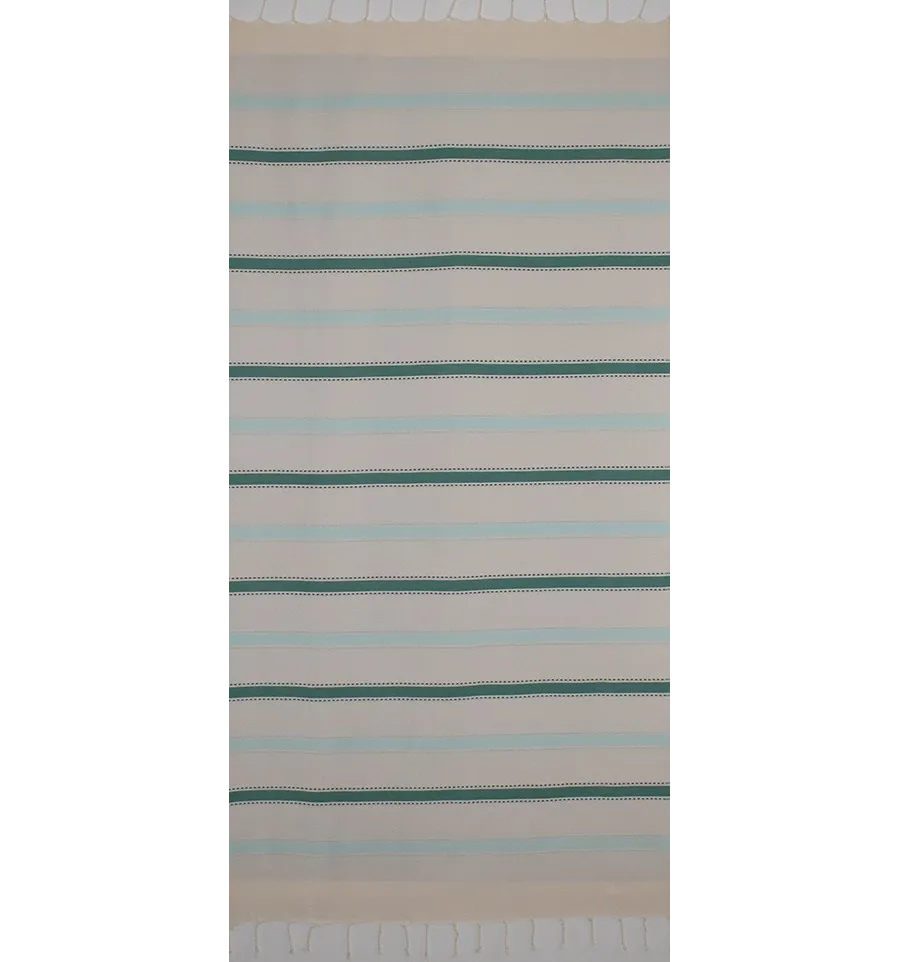 Fouta arabesco bianco crema, verde e turchese 