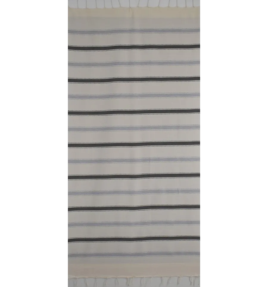 Telo mare Arabesca bianco crema, grigio scuro e grigio blu 