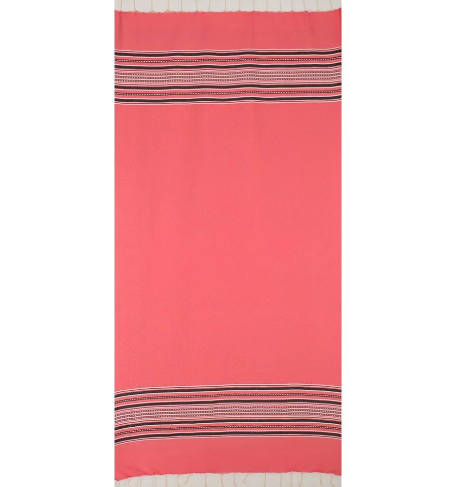 Telo mare arabesco rosa fragola con strisce antracite 