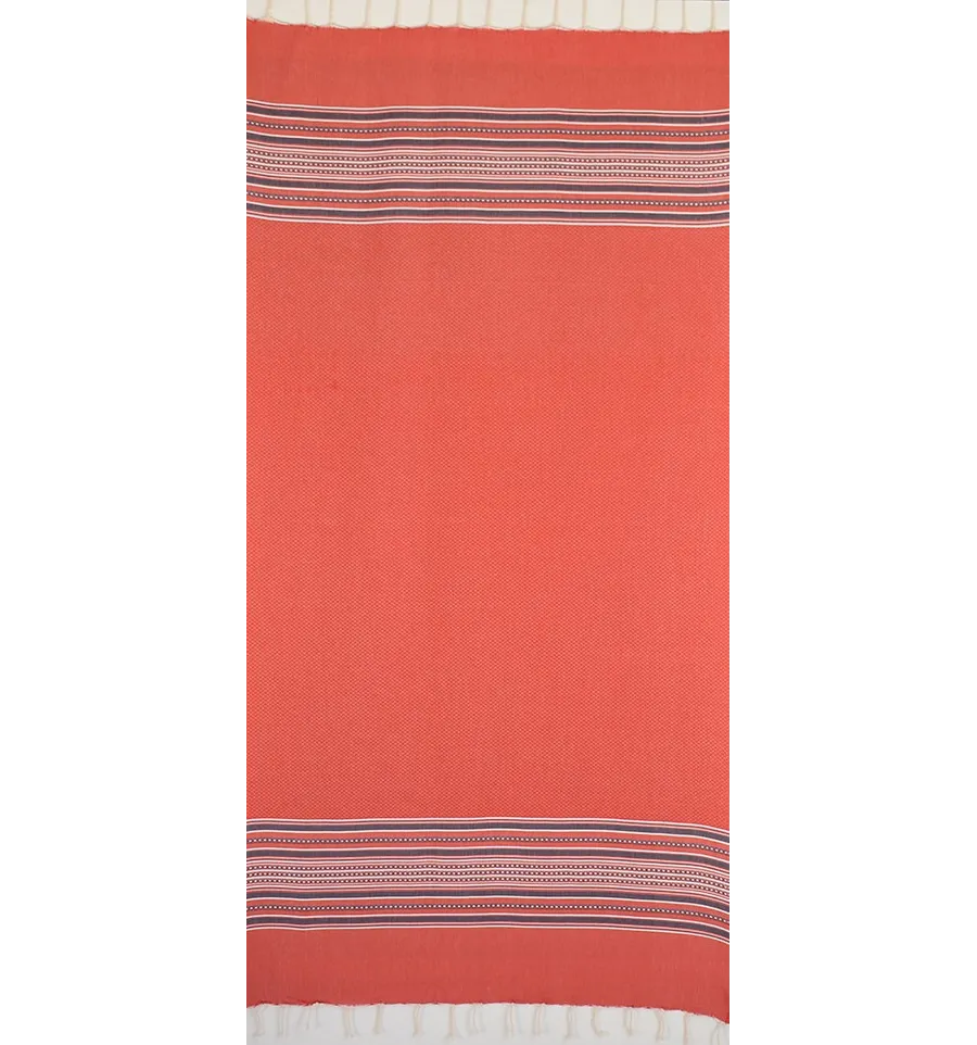 Telo mare arabesco rosso con strisce di vescovo viola 