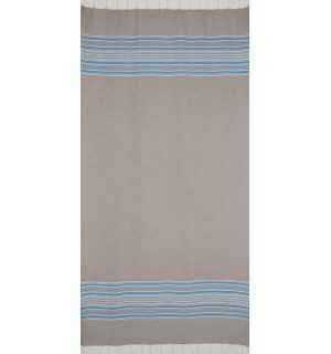Fouta arabesco taupe chiaro con strisce blu  2
